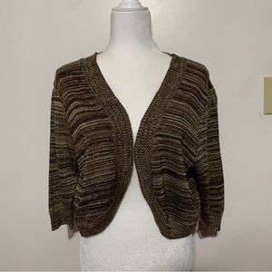 Apostrophe Brown and Tan Striped Women's Shrug X-Large